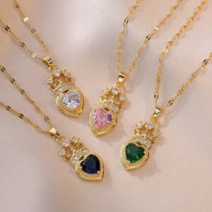 Collier en acier inoxydable et zirconium vert