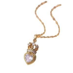 Collier en acier inoxydable et zirconium rose