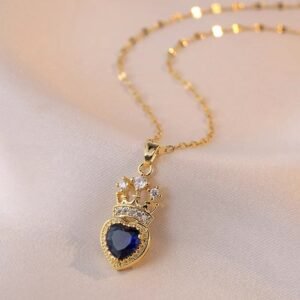Collier en acier inoxydable et zirconium bleu